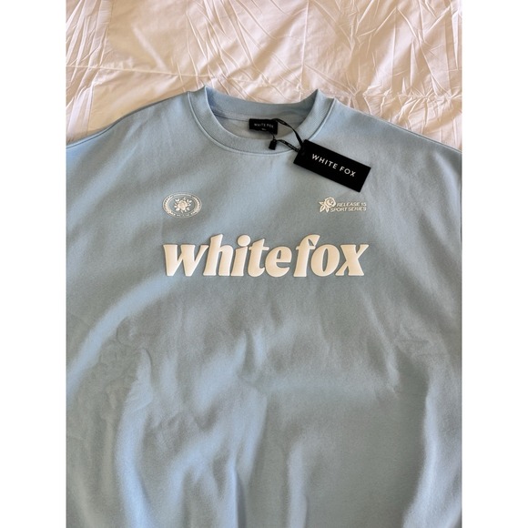 White Fox Boutique Light Blue 'whitefox' Logo Crewneck Sweatshirt - Picture 2 of 9